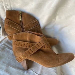 Matt Bernson Cognac Suede Rhinestone
Strap Ankle Boots SZ 11M